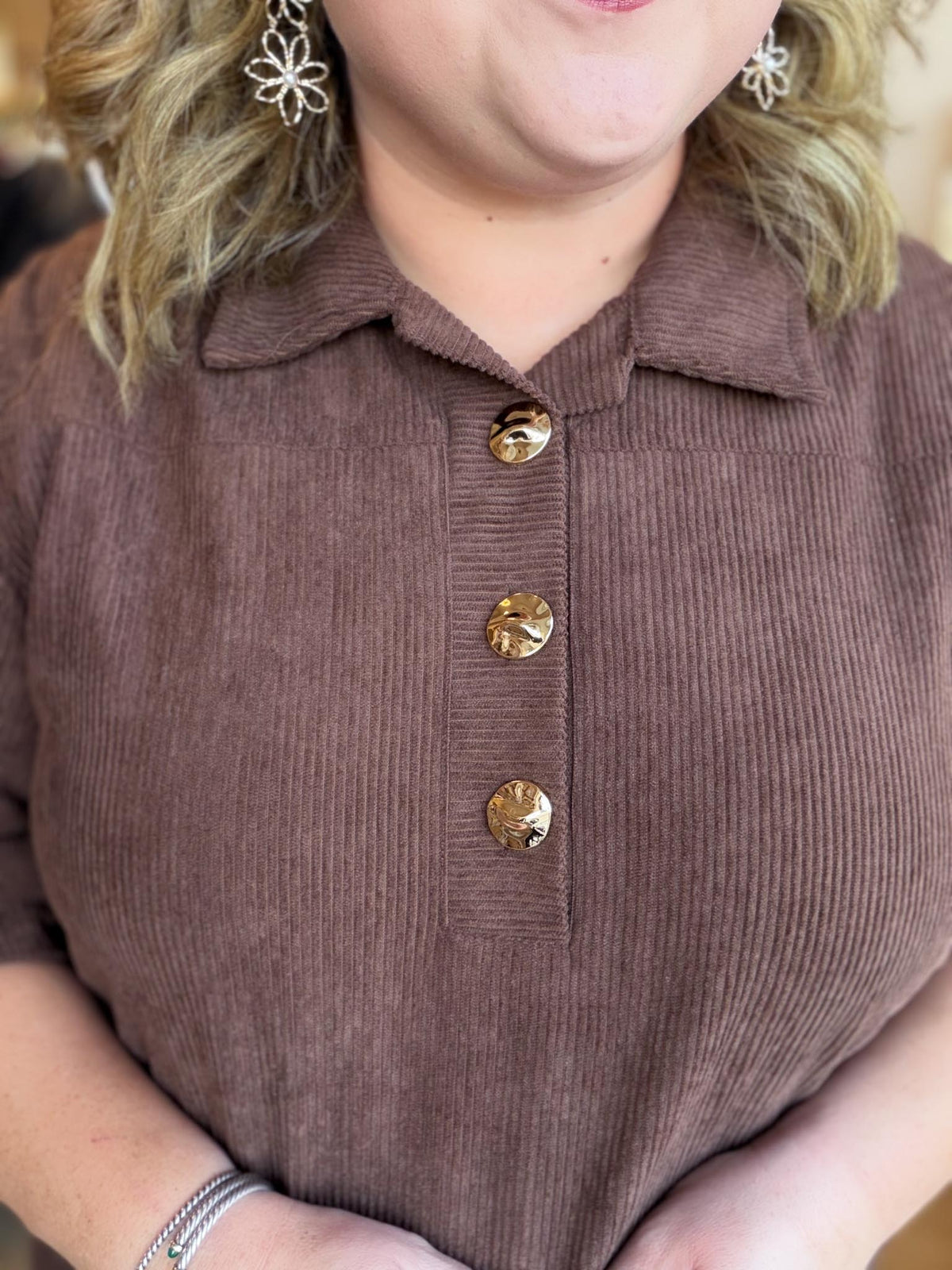 Autumn Mod Curvy Brown Corduroy Mini Dress