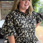 Autumn Muse Curvy Black Floral Peplum Top