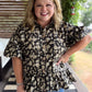 Autumn Muse Curvy Black Floral Peplum Top