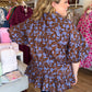 Autumn Muse Curvy Brown Floral Peplum Top