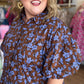 Autumn Muse Curvy Brown Floral Peplum Top