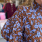 Autumn Muse Curvy Brown Floral Peplum Top
