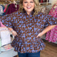 Autumn Muse Curvy Brown Floral Peplum Top