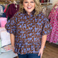 Autumn Muse Curvy Brown Floral Peplum Top