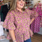 Autumn Muse Curvy Dusty Pink Floral Peplum Top