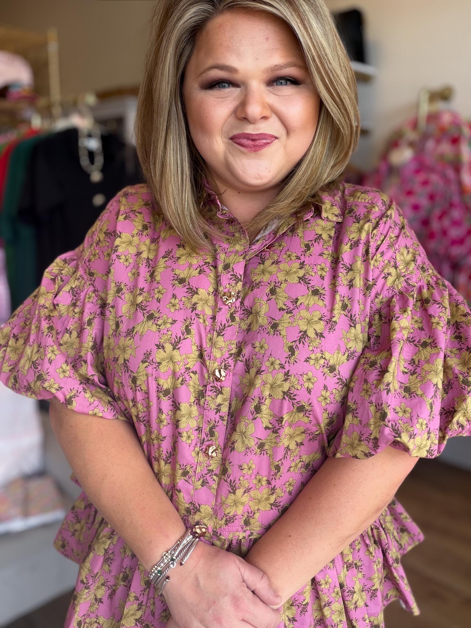 Autumn Muse Curvy Dusty Pink Floral Peplum Top – Katherine Parker