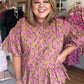 Autumn Muse Curvy Dusty Pink Floral Peplum Top