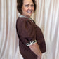 Autumn Safari Curvy Brown Leopard Trim Top