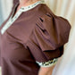Autumn Safari Curvy Brown Leopard Trim Top