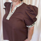 Autumn Safari Curvy Brown Leopard Trim Top