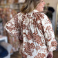 Autumn Skies Curvy Caramel Cherry Blossom Blouse