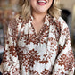 Autumn Skies Curvy Caramel Cherry Blossom Blouse