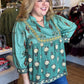 Autumn Tapestry Curvy Sage Babydoll Top