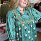 Autumn Tapestry Curvy Sage Babydoll Top
