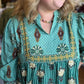 Autumn Tapestry Curvy Sage Babydoll Top