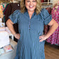 Autumn Water Lilly Curvy Striped Midi Dress