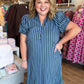 Autumn Water Lilly Curvy Striped Midi Dress