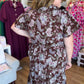 Autumn's Bouquet Plus-Size Brown Floral Tiered Midi Dress