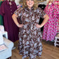 Autumn's Bouquet Plus-Size Brown Floral Tiered Midi Dress