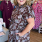 Autumn's Bouquet Plus-Size Brown Floral Tiered Midi Dress