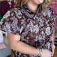 Autumn's Bouquet Plus-Size Brown Floral Tiered Midi Dress