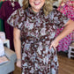 Autumn's Bouquet Plus-Size Brown Floral Tiered Midi Dress