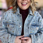 Be Mine, Galentine Plus-Size Jewel Embellished Denim Jacket