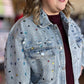 Be Mine, Galentine Plus-Size Jewel Embellished Denim Jacket