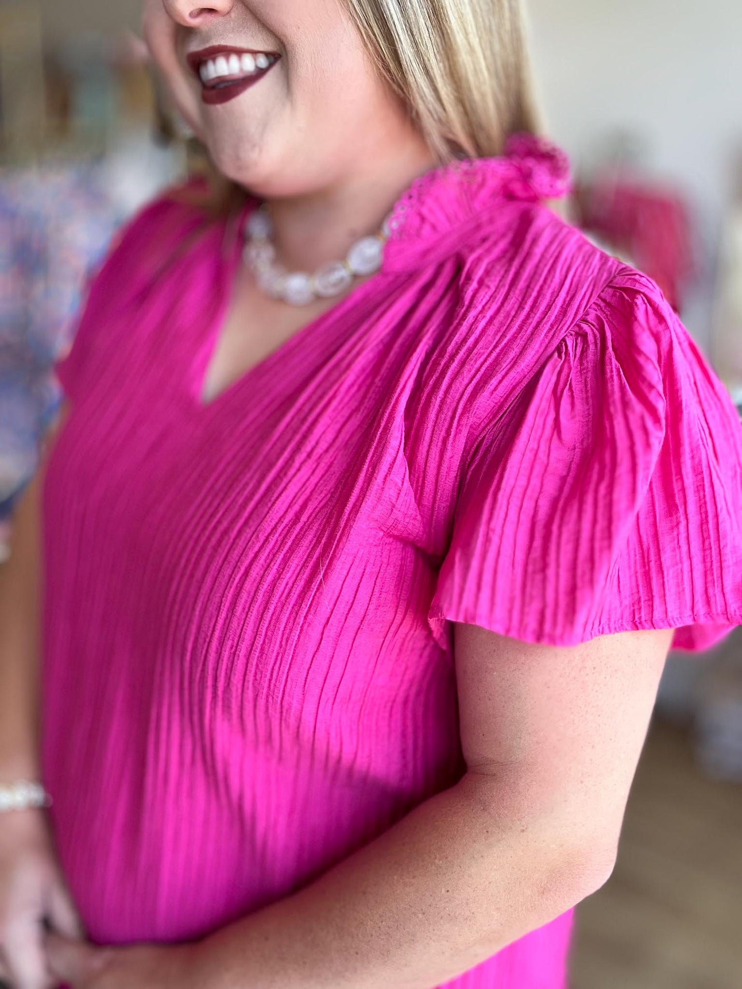 Best Seat in the House Curvy Fuschia Mini Dress