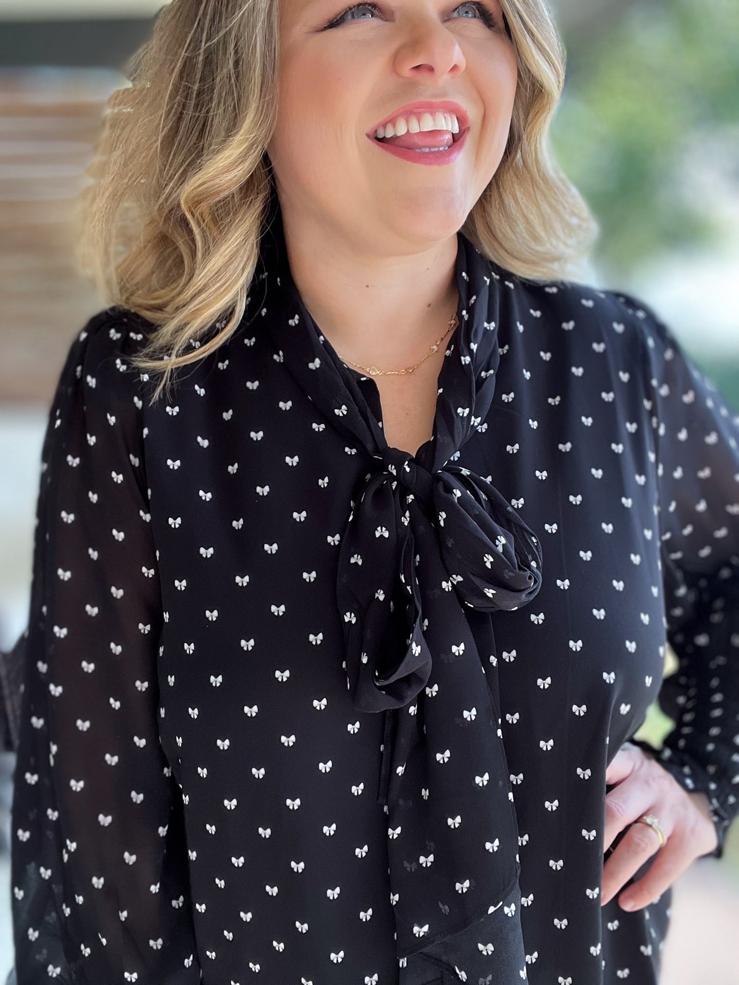 Better Bow-lieve It Plus-Size Sheer Top