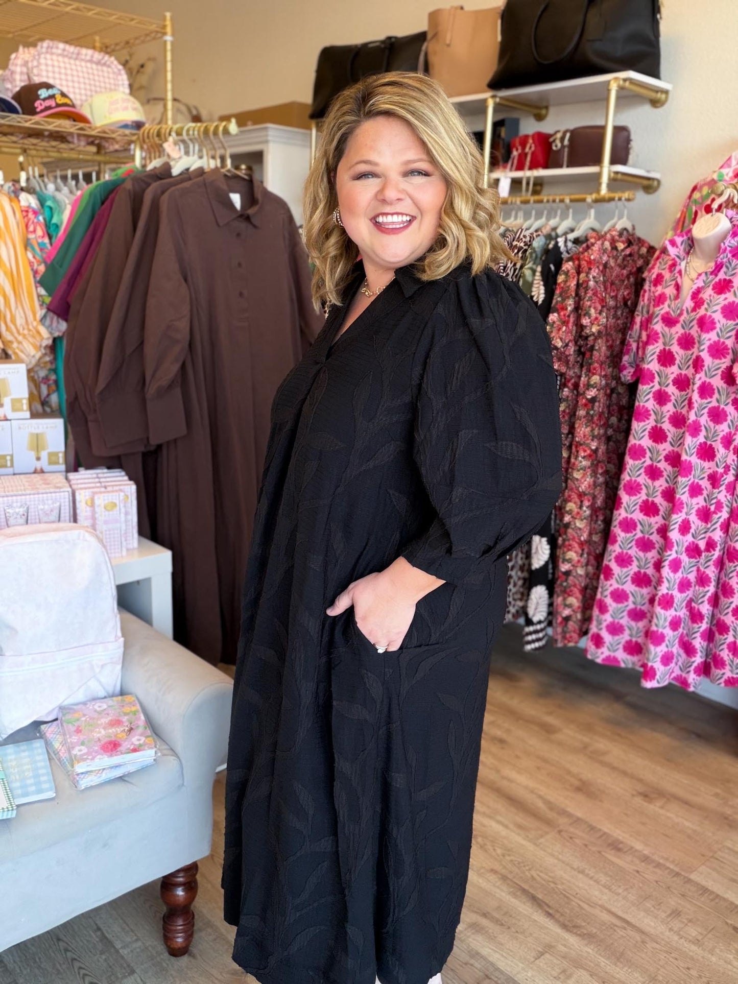 Black Dahlia Curvy Black Jacquard Midi Dress