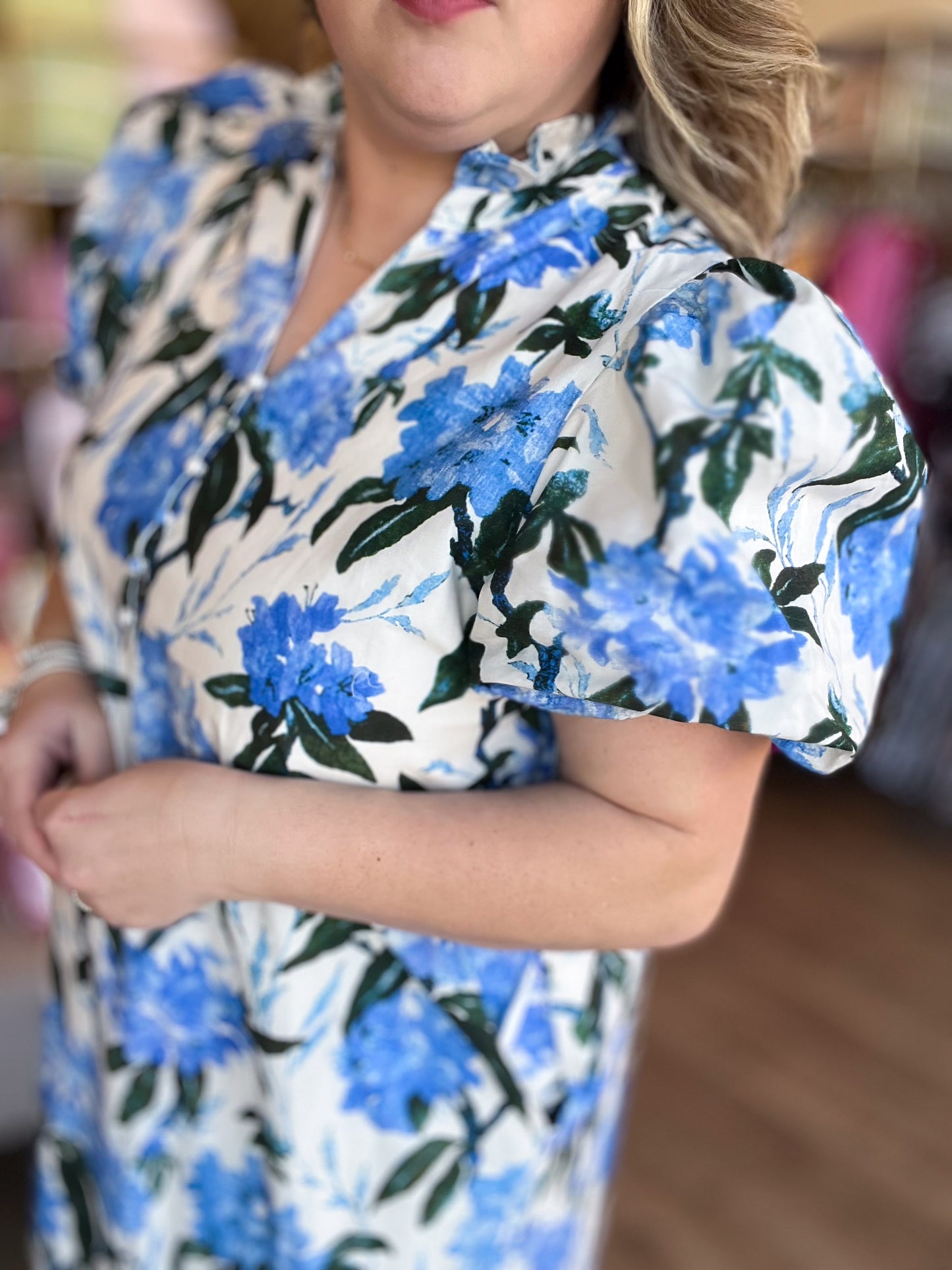 Blossom Whispers Curvy Floral Midi Dress