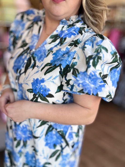 Blossom Whispers Curvy Floral Midi Dress