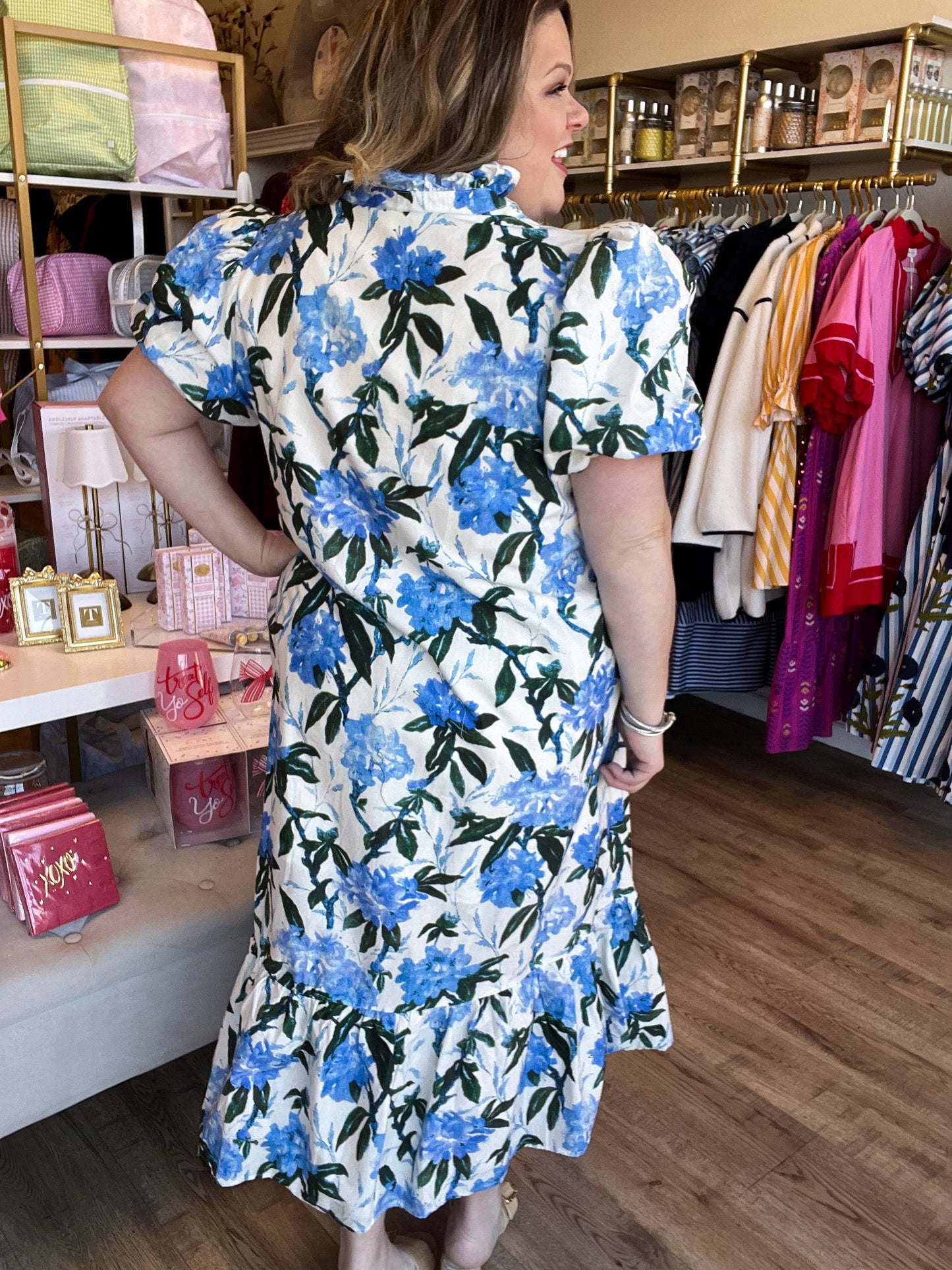 Blossom Whispers Curvy Floral Midi Dress