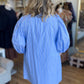 Blue Crush Plus-Size Striped Split Neck Dress