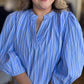 Blue Crush Plus-Size Striped Split Neck Dress