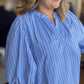 Blue Crush Plus-Size Striped Split Neck Dress