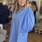 Blue Crush Plus-Size Striped Split Neck Dress