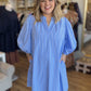 Blue Crush Plus-Size Striped Split Neck Dress