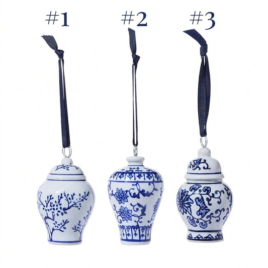 Blue & White Temple Jar Ornament/Place Card Holder