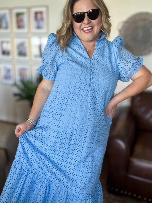 Bluebell Breeze Dress Curvy Blue Midi Dress