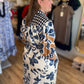 Bold Botanicals Navy Abstract Midi Dress