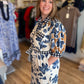 Bold Botanicals Navy Abstract Midi Dress