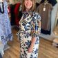 Bold Botanicals Navy Abstract Midi Dress
