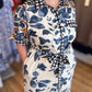 Bold Botanicals Navy Abstract Midi Dress