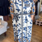Bold Botanicals Navy Abstract Midi Dress