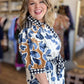 Bold Botanicals Navy Abstract Midi Dress
