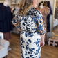 Bold Botanicals Navy Abstract Midi Dress