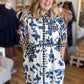 Bold Botanicals Navy Abstract Midi Dress