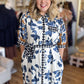 Bold Botanicals Navy Abstract Midi Dress